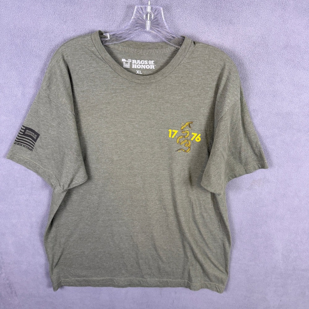 Rags of Honor T Shirt Mens XL Green 1776 Join or Die Gadsden Snake Patriotic